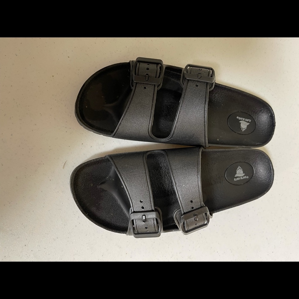 Slide on black sandals
